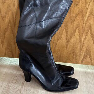 Nine West Heeled Black Leather Boots Size 9.5